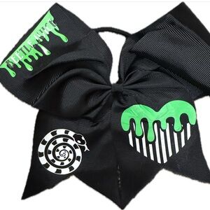 Beetlejuice Black and Green Cheer Bow